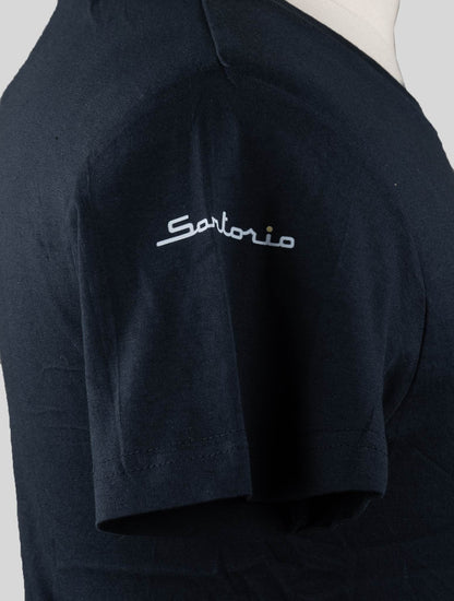 Sartorio Napoli Blå Navy Cotton T-shirt Special udgaver