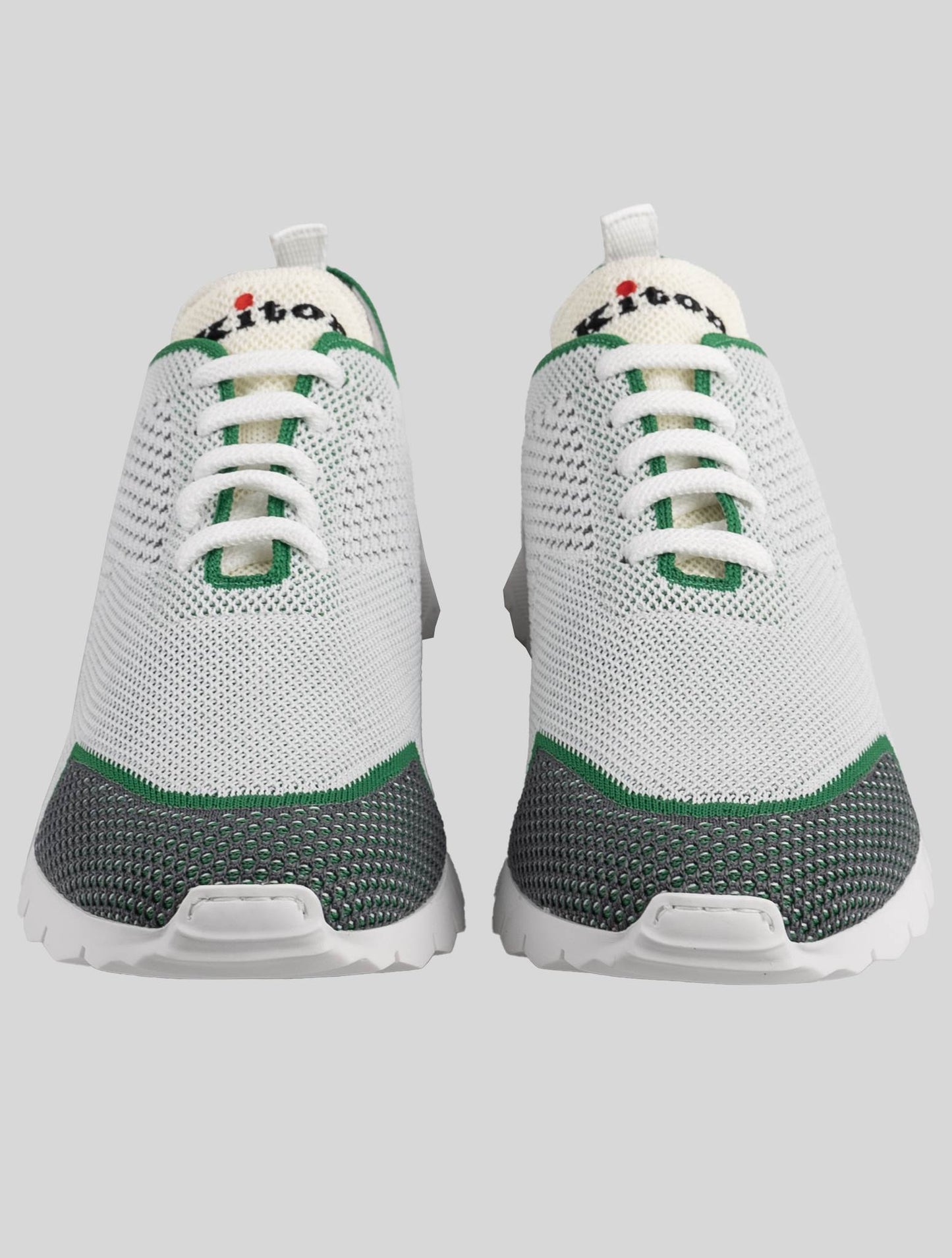 Kiton Green White Cotton Ea Sneakers
