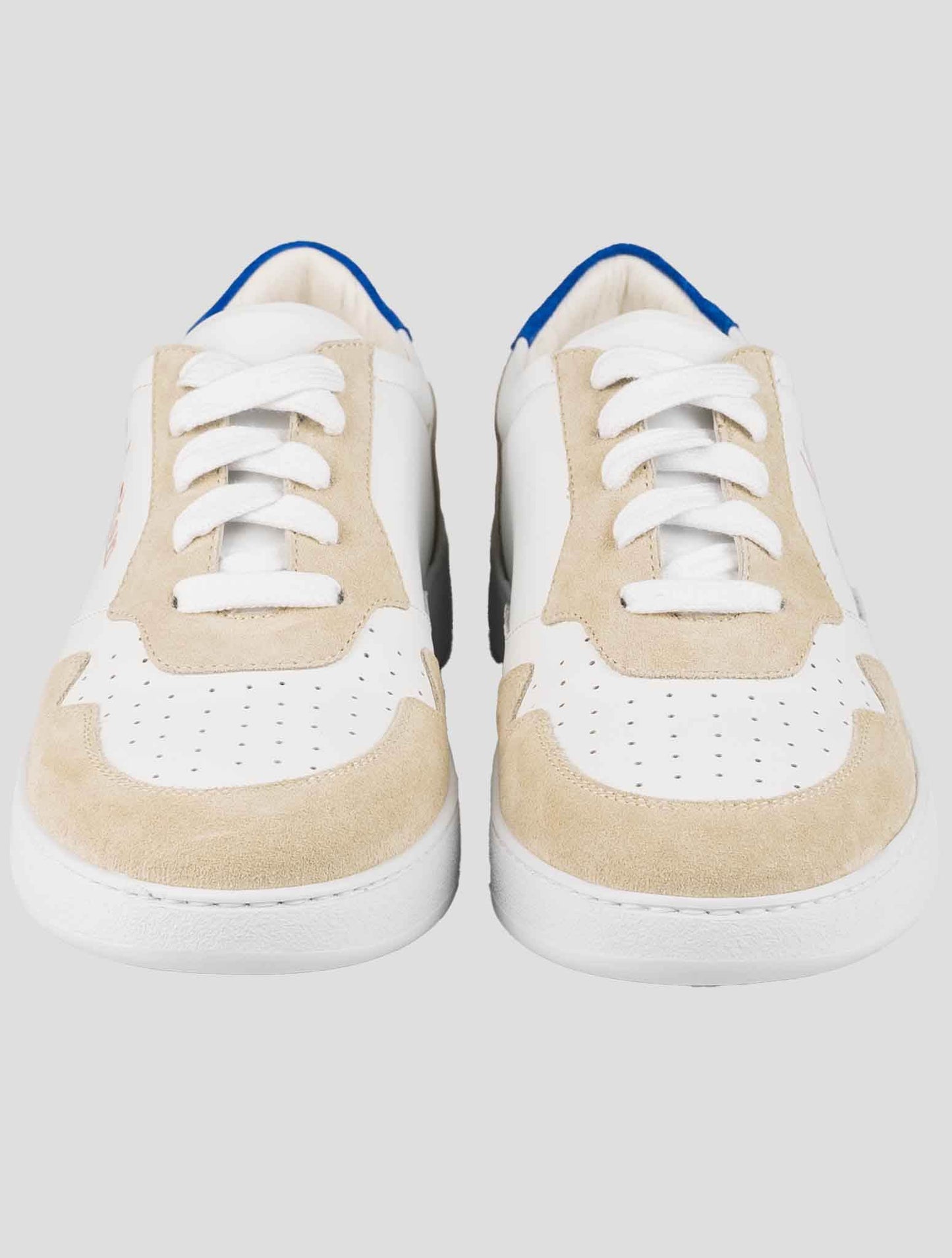 Kiton White Beige Leather Leather Suede Sneakers
