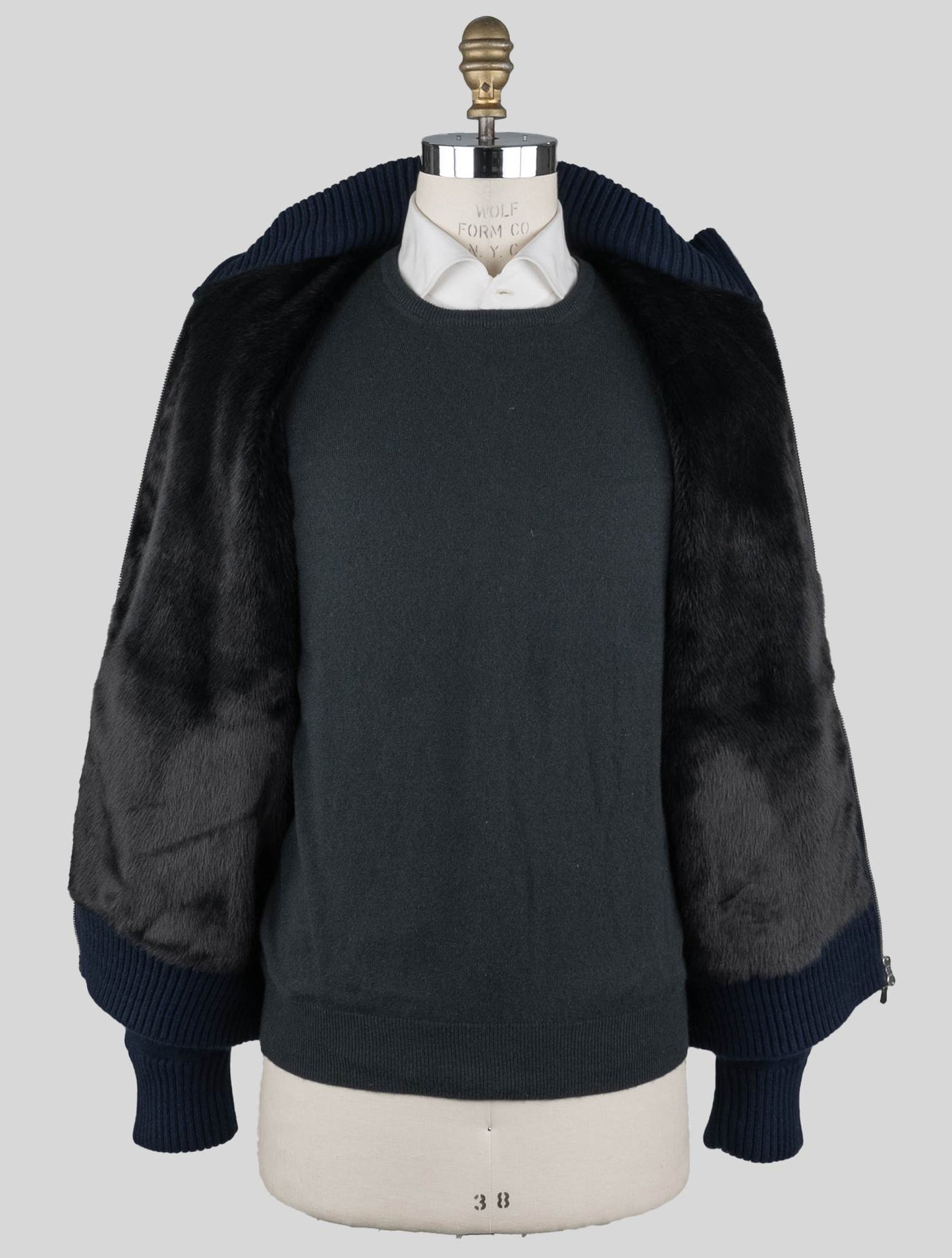 Gran Sasso Blue Cashmere Faux Fur Pl Sweater Coat