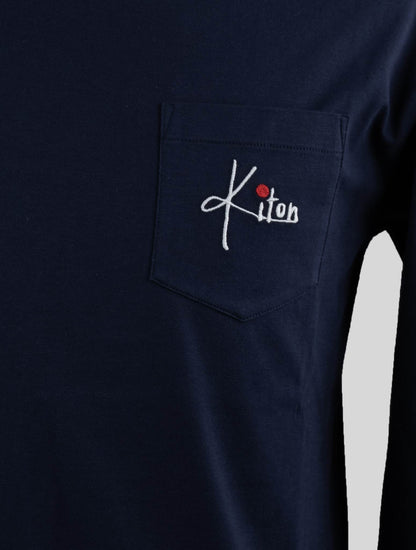 Kiton Blue Cotton Long Sleeve T-Shirt