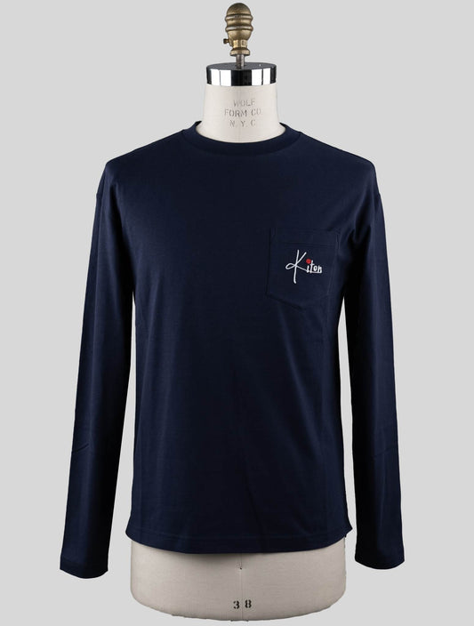 Langarm-T-Shirt aus Baumwolle, blau, Kiton