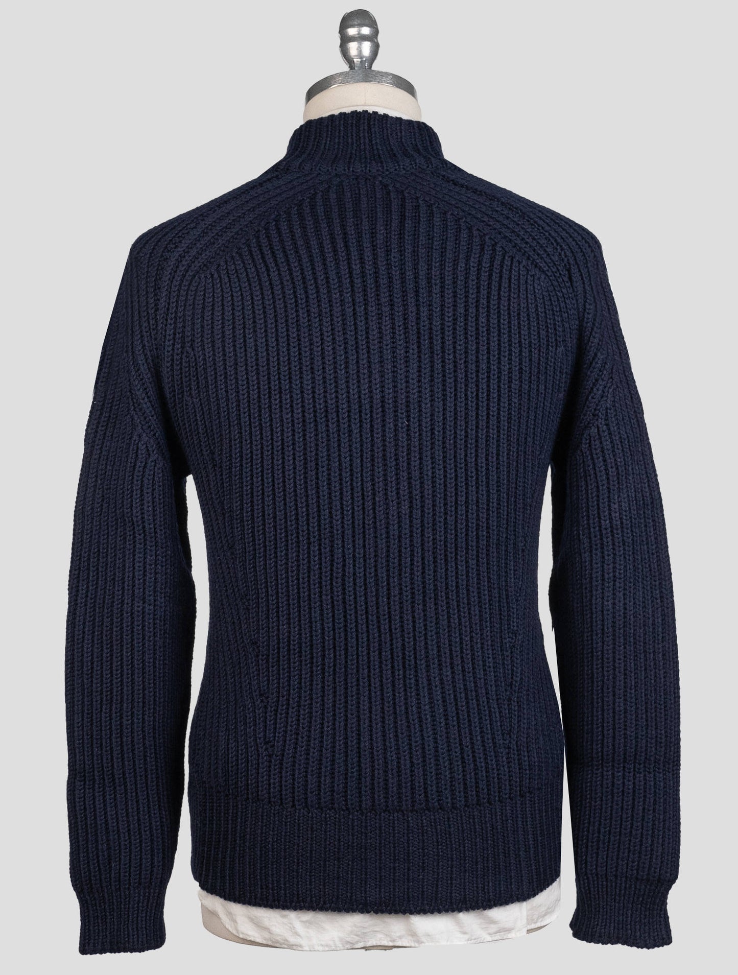 Isaia Dark Blue Wool Sweater Bomber