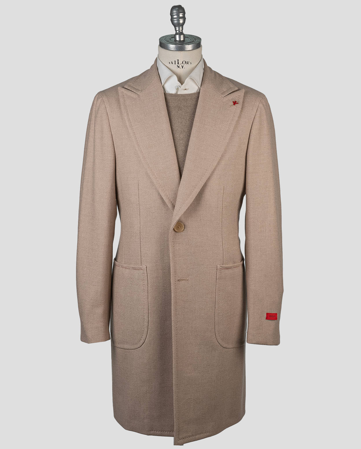 Isaia Beige Wool Overcoat