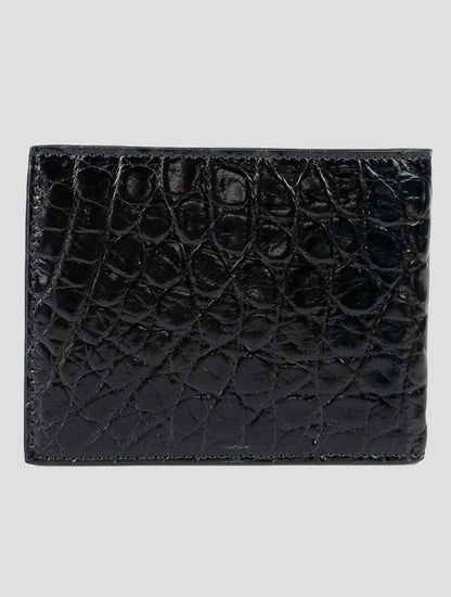 Ferragamo Black Leather Crocodile Wallet