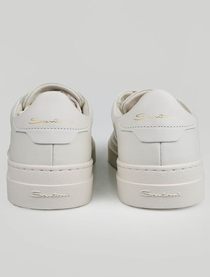 Белые кожаные кроссовки Santoni