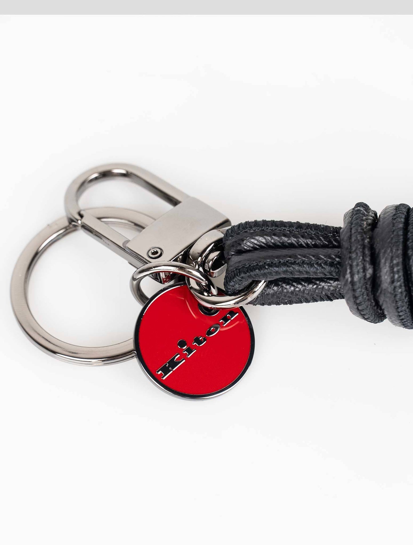 Kiton Black Leather Keychain