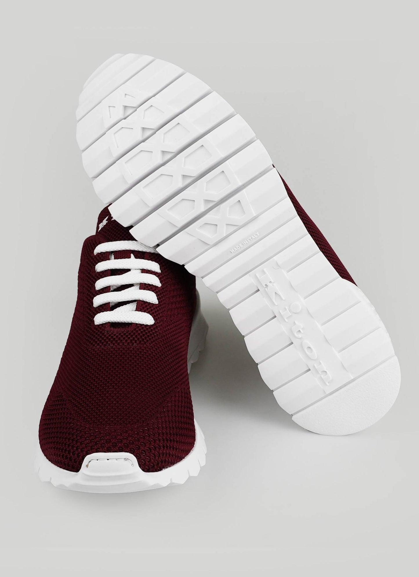 Kiton Burgundy Cotton Ea Sneakers