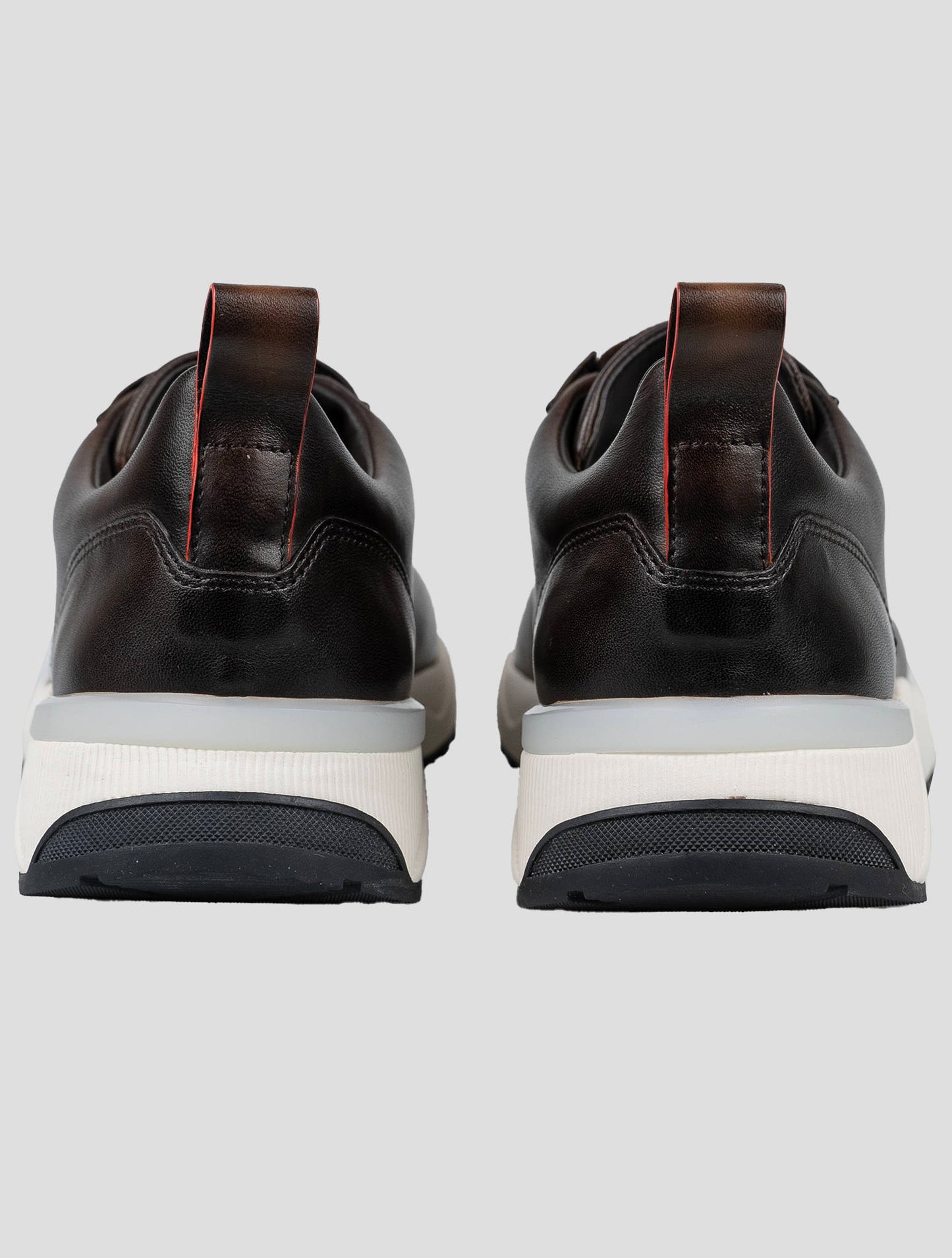 Santoni Dark Brown Leather Sneakers