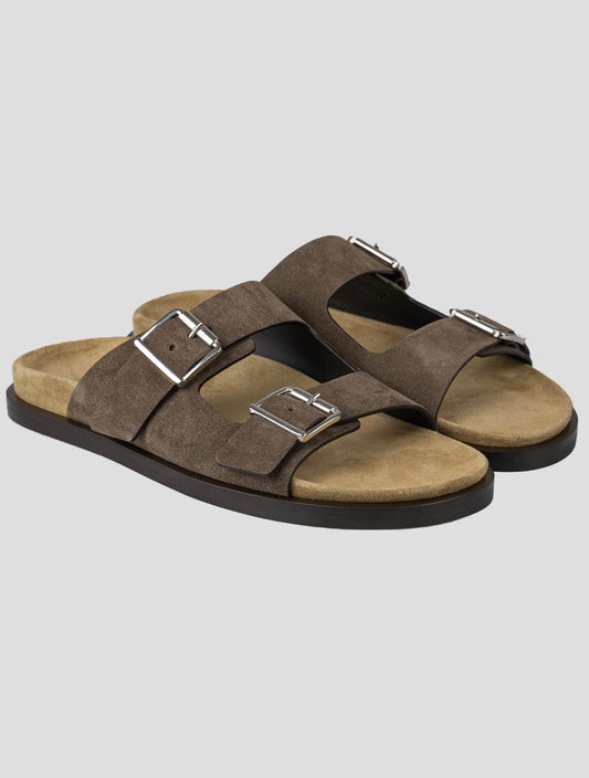 Kiton-brunt lærs-ruske sandaler