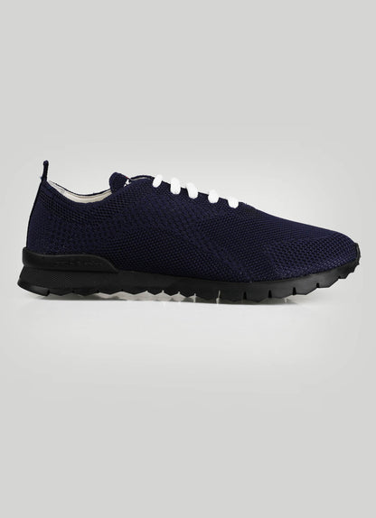 Kiton Blue Navy Cotton Ea Sneakers
