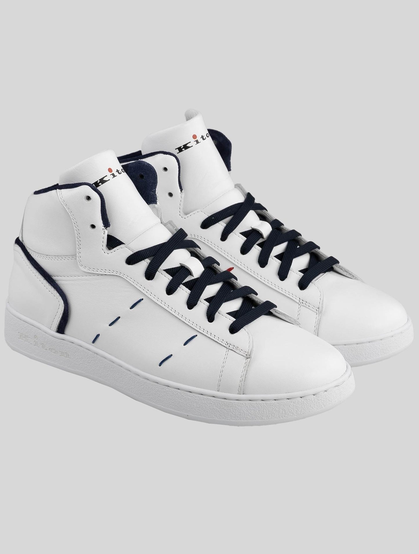 Kiton hvid mørkeblå læder sneakers