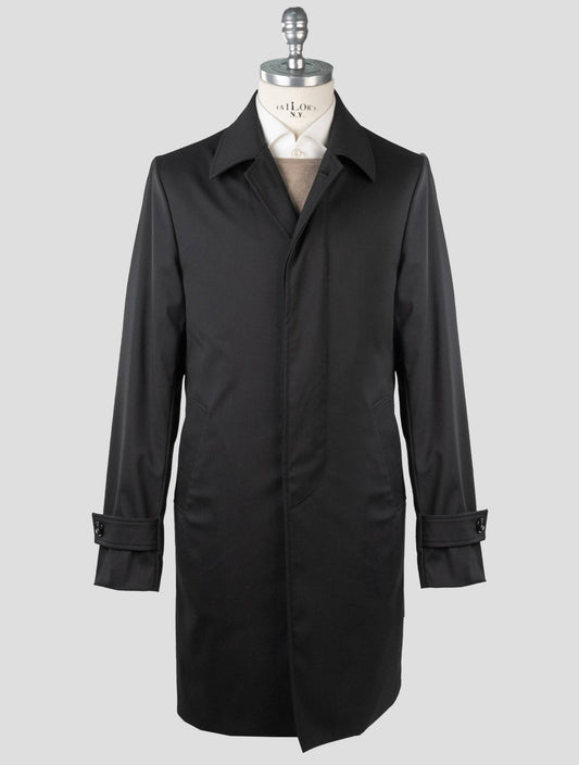 Kiton Black Virgin Wool Overcoat