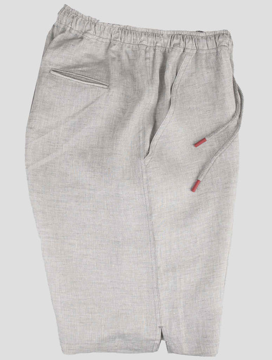 Kiton světle šedé plátěné krátké kalhoty