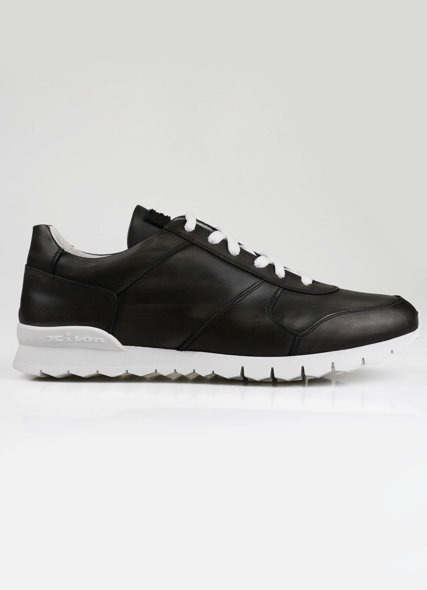 Kiton Dark Gray Leather Sneakers