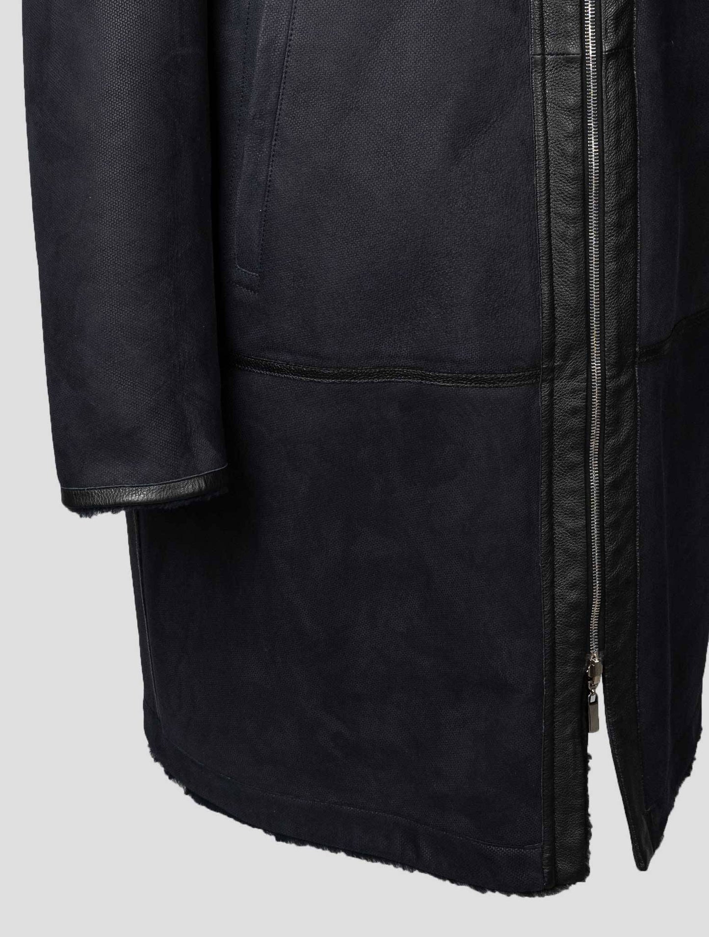 Zilli Blue Sheepskin leather Parka Overcoat