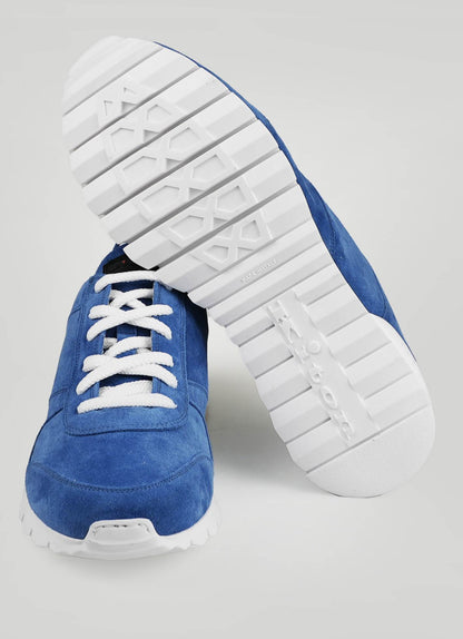 Kiton Light Blue Leather Suede Sneakers