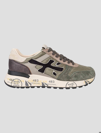 Premiata Green Brown Pa Leather Suede Pu Sneakers