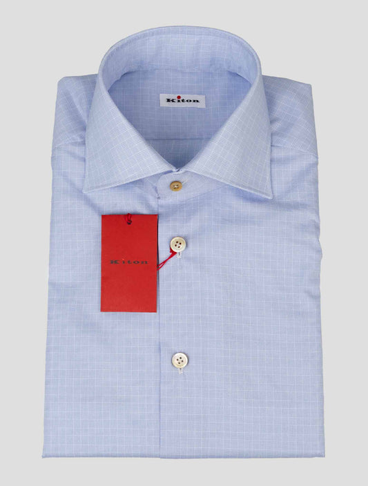 Kiton Light Blue White Cotton Shirt