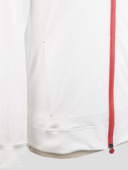 معطف قطني أبيض كيتون غرزة حمراء