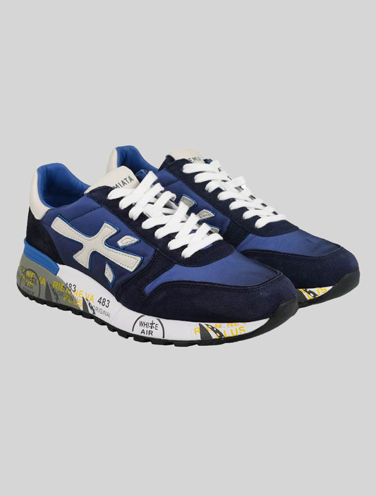 Premiata Blue Pa Leather Suede Sneakers