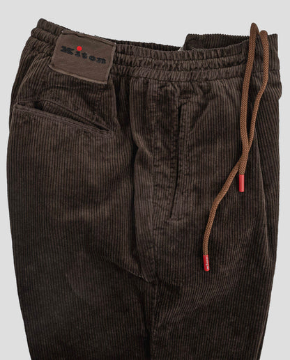 Kiton Dark Brown Cotton Cashmere Ea Velvet Pants