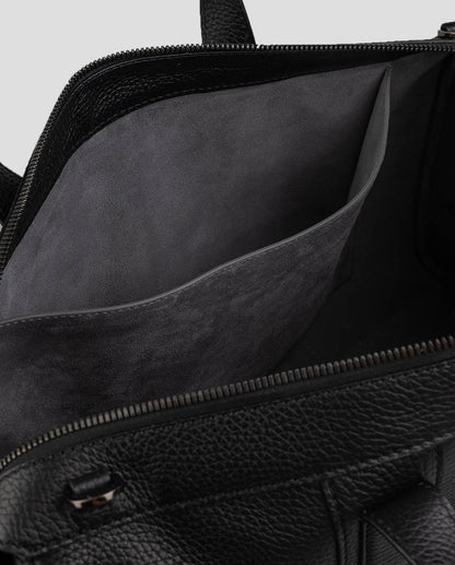 Kiton Black Leather Travel Bag