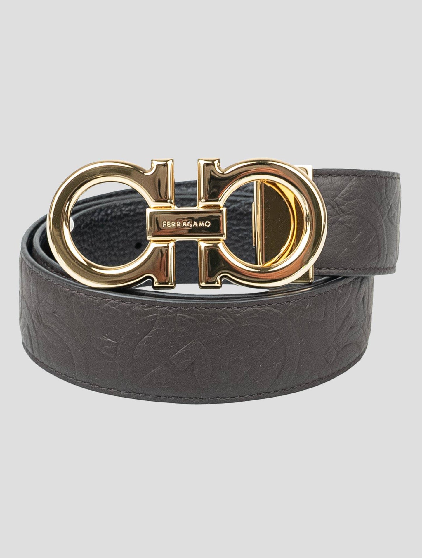 Ferragamo Black Brown Leather Reverse Belt