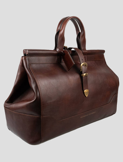 Brunello Cucinelli Brown Leather Travel Bag