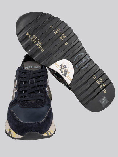 Premiata Blue Brown Leather Calf Pa Sneakers