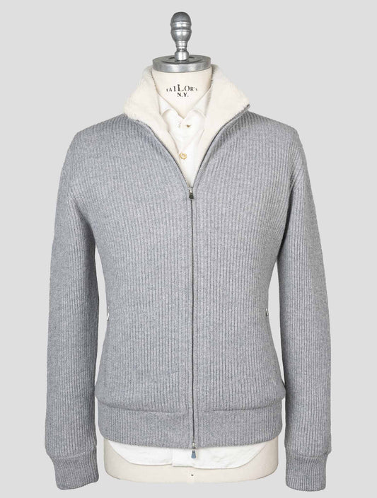 Gran Sasso Gray Cashmere Faux Fur Pl Coat