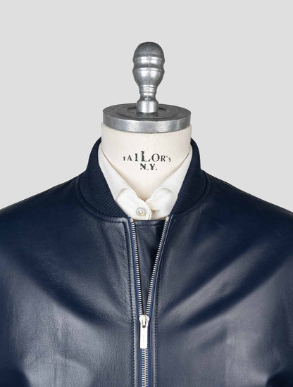 Ferragamo Blue Leather Coat