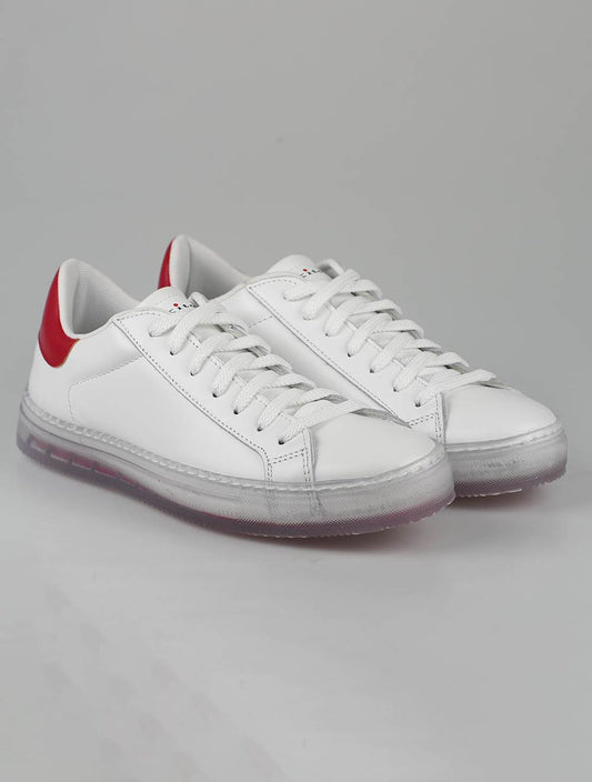 Бело-красные кожаные кроссовки Kiton Special Edition