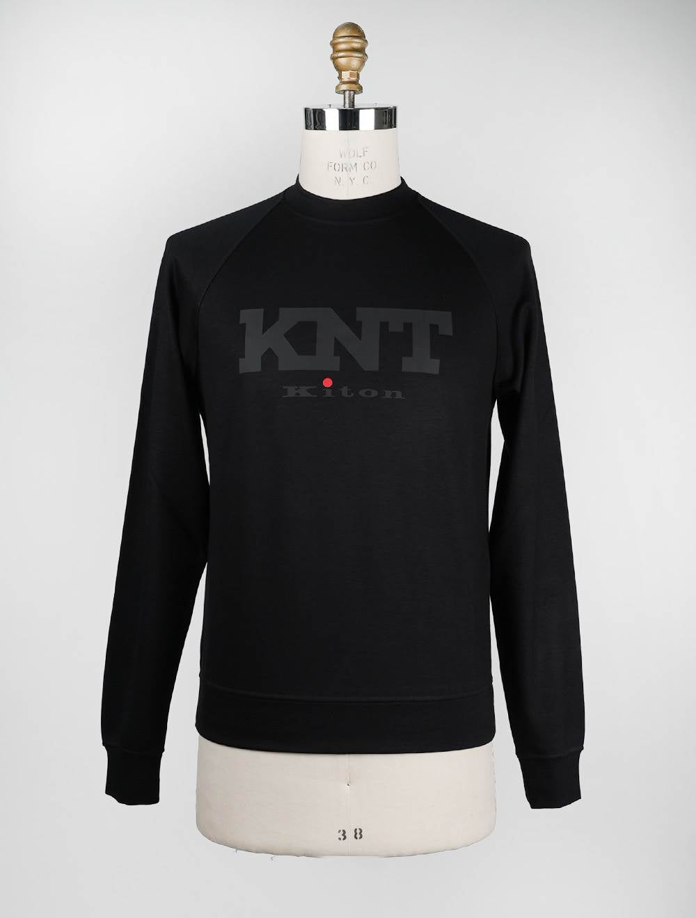 KNT Kiton Черный свитер из вискозы Ea с круглым вырезом