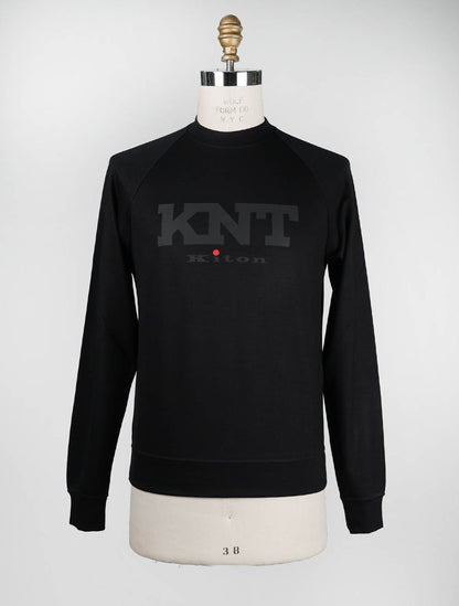 KNT Kiton Черный свитер из вискозы Ea с круглым вырезом