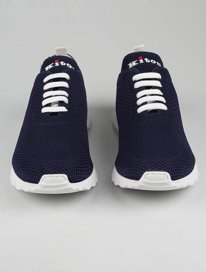 Kiton Blå Navy Cotton Ea Sneakers