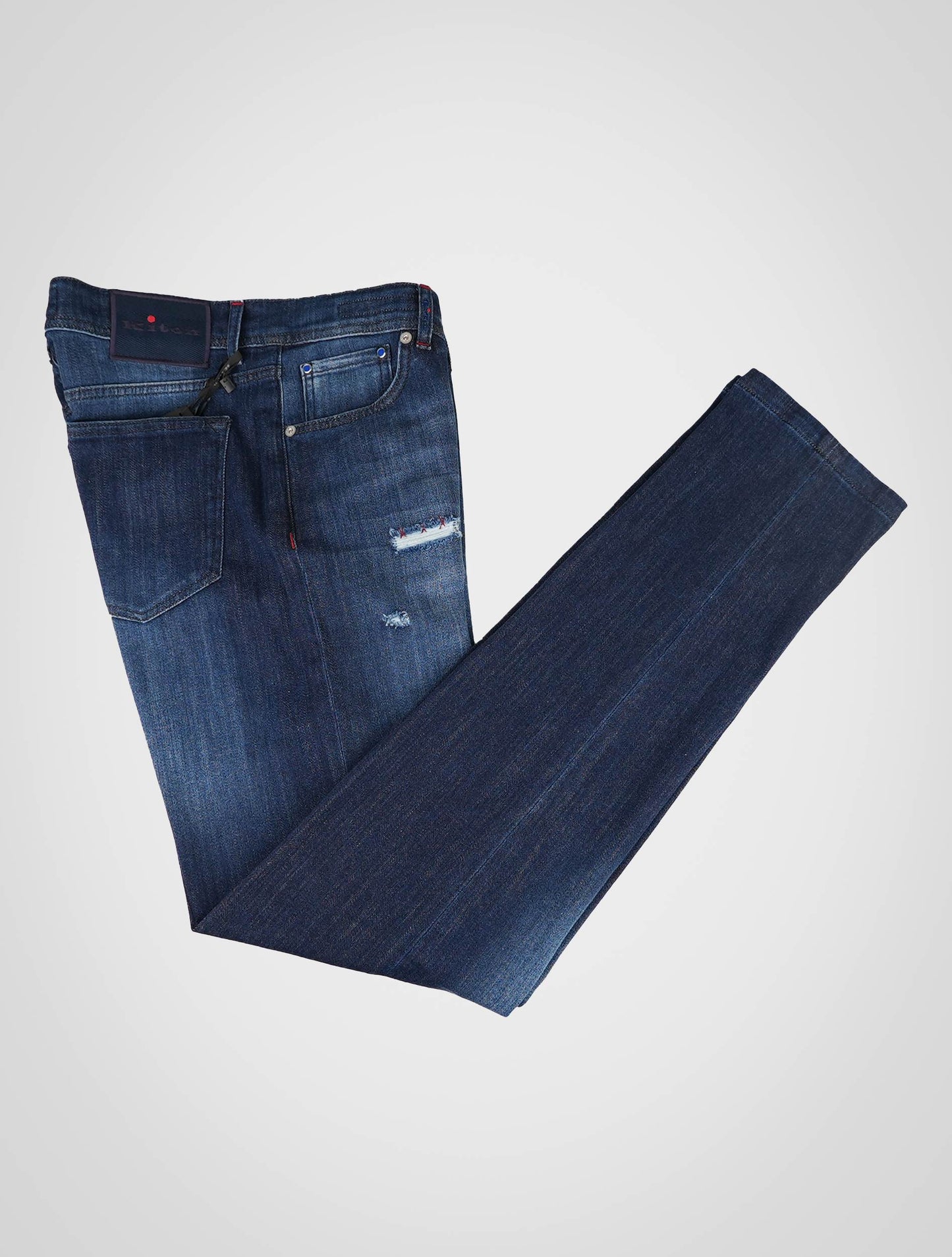 Kiton blauwe katoenen Ea-jeans