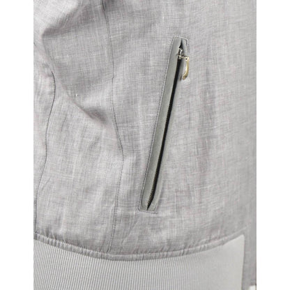 Cesare attolini šedý plátěný vlněný hedvábný kabát