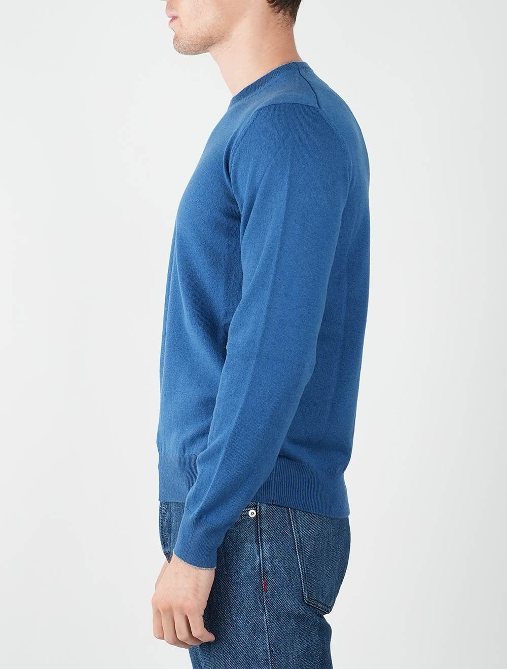Suéter de cuello redondo de cachemir azul Fioroni