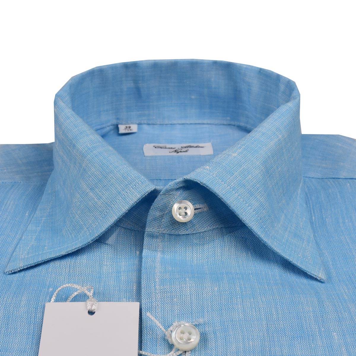 Cesare Attolini lysblå linneskjort