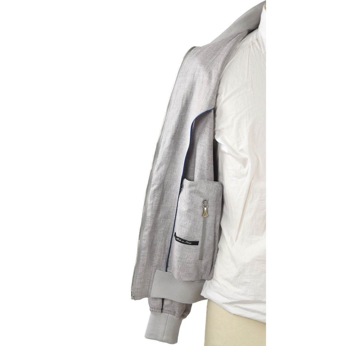 Cesare attolini šedý plátěný vlněný hedvábný kabát