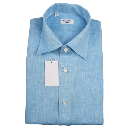 Cesare attolini šviesiai mėlynos spalvos lininiai marškiniai