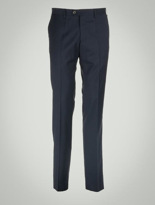 MARCO PESCAROLO Темно-синие шерстяные классические брюки 