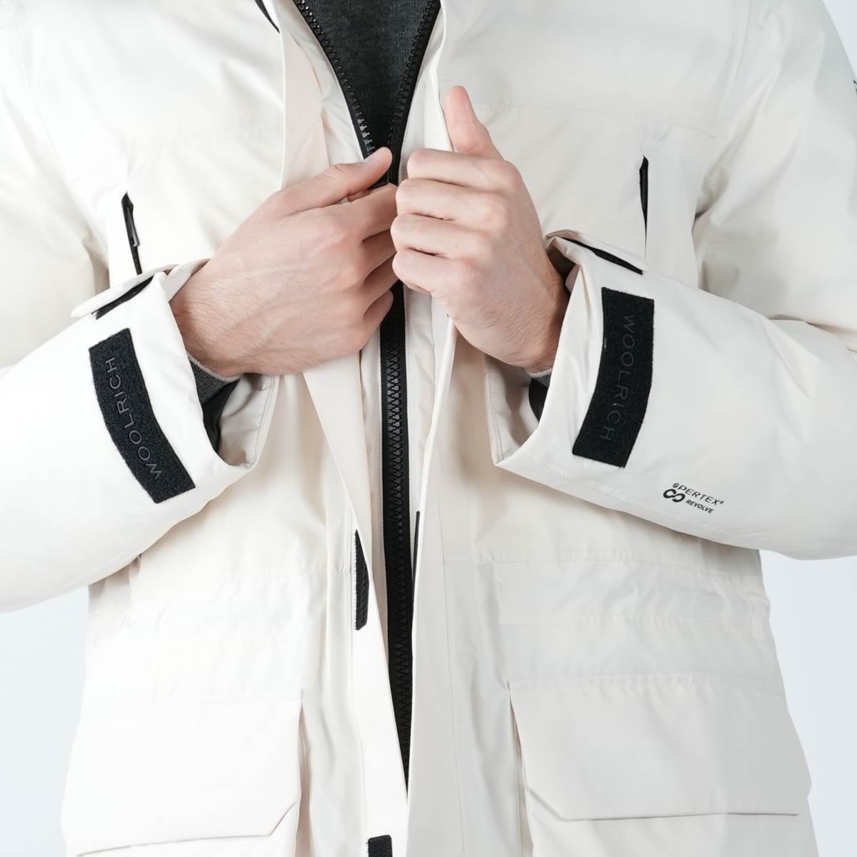 معطف باركا طويل من الصوف الأبيض Pl Pertex