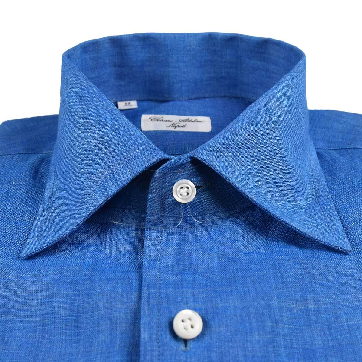 Cesare Attolini blå linneskjorte
