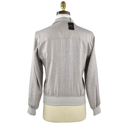 CESARE ATTOLINI Gray Linen Wool Silk Coat
