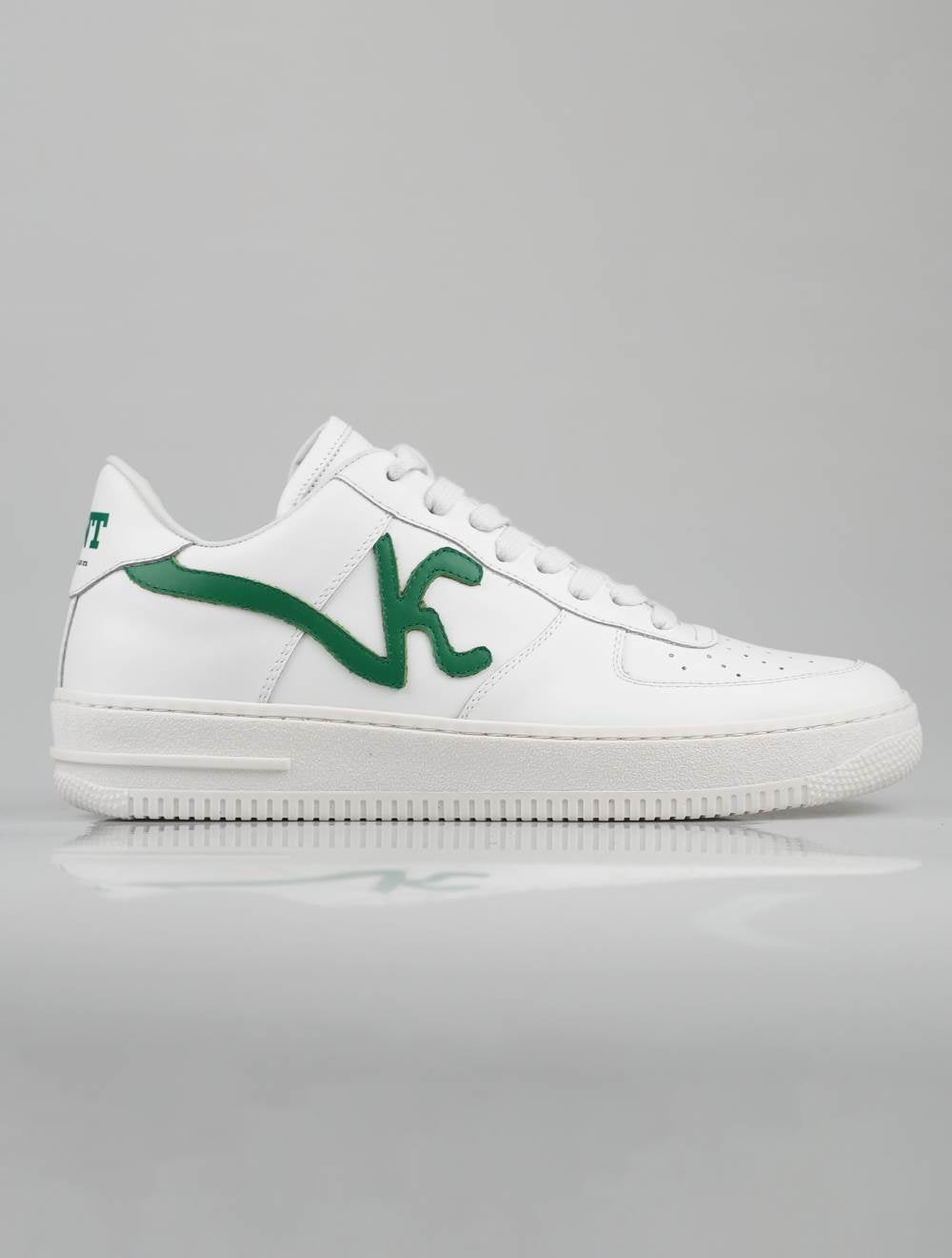 Бело-зеленые кожаные кроссовки KNT Kiton