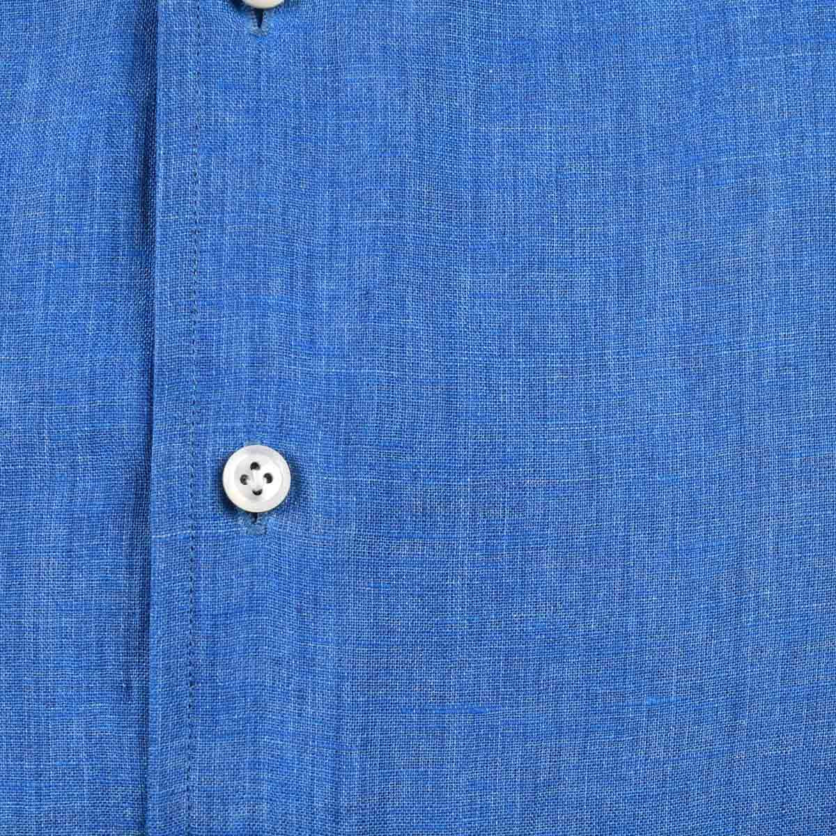 Синяя льняная рубашка Cesare Attolini