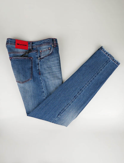 Kiton lichtblauwe katoenen Ea-jeans