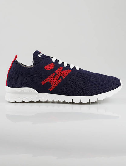 Kiton Blue Red Cotton Ea Sneakers